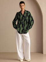 [Black Moss] SilkSilky Long Sleeve Lapel Collar Blouse 004