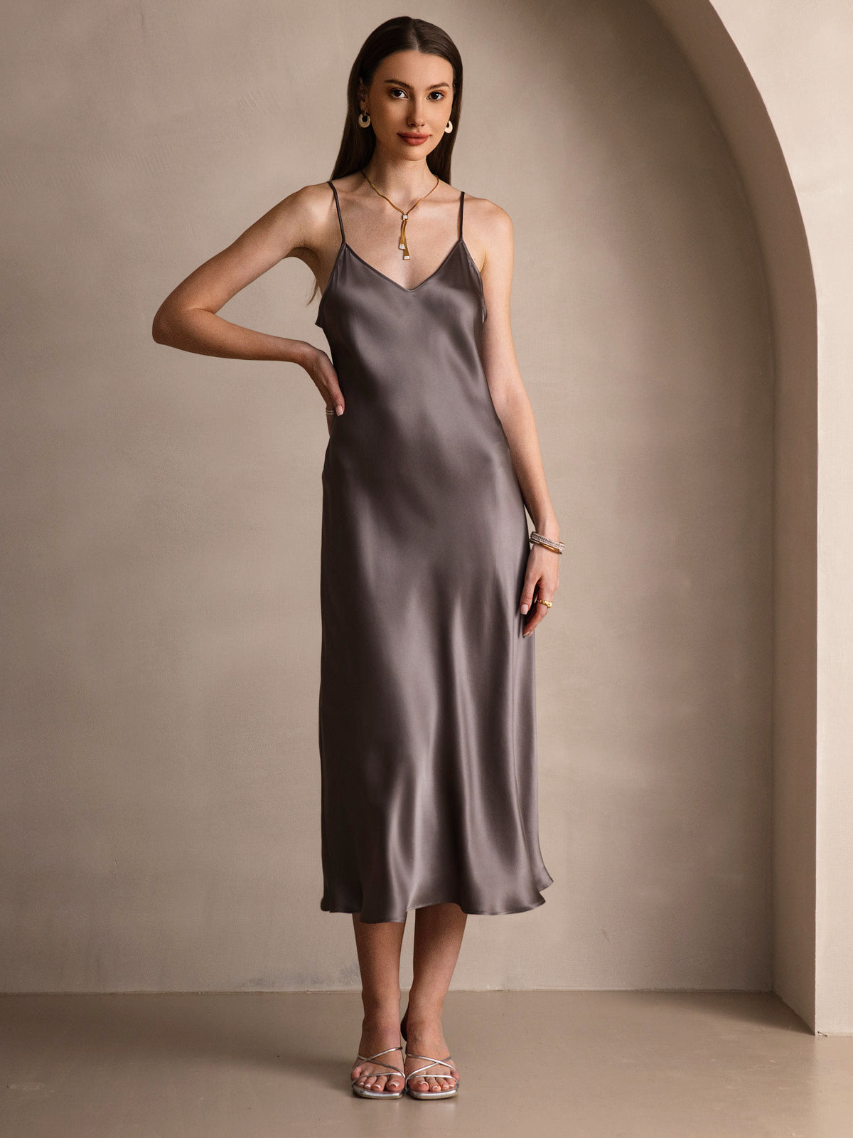 Pure Silk Spaghetti Strap Long Dress SILKSILKY pure-silk-spaghetti-strap-long-dress-silksilky