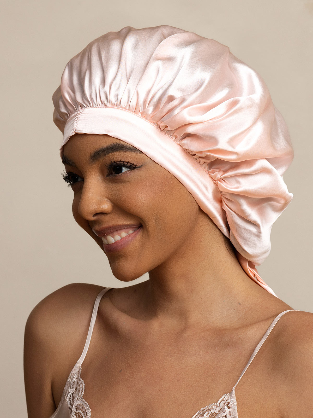 [Light Pink] SilkSilky  Pure Silk Sleep Cap 002