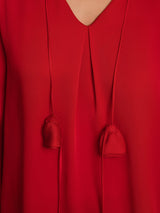 [Wine] SilkSilky  Long Sleeve V Neck Women's Blouse 003