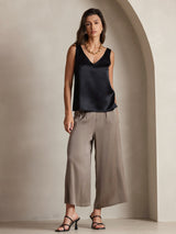 [Black] SilkSilky  Sleeveless V Neck Camisole Top 001