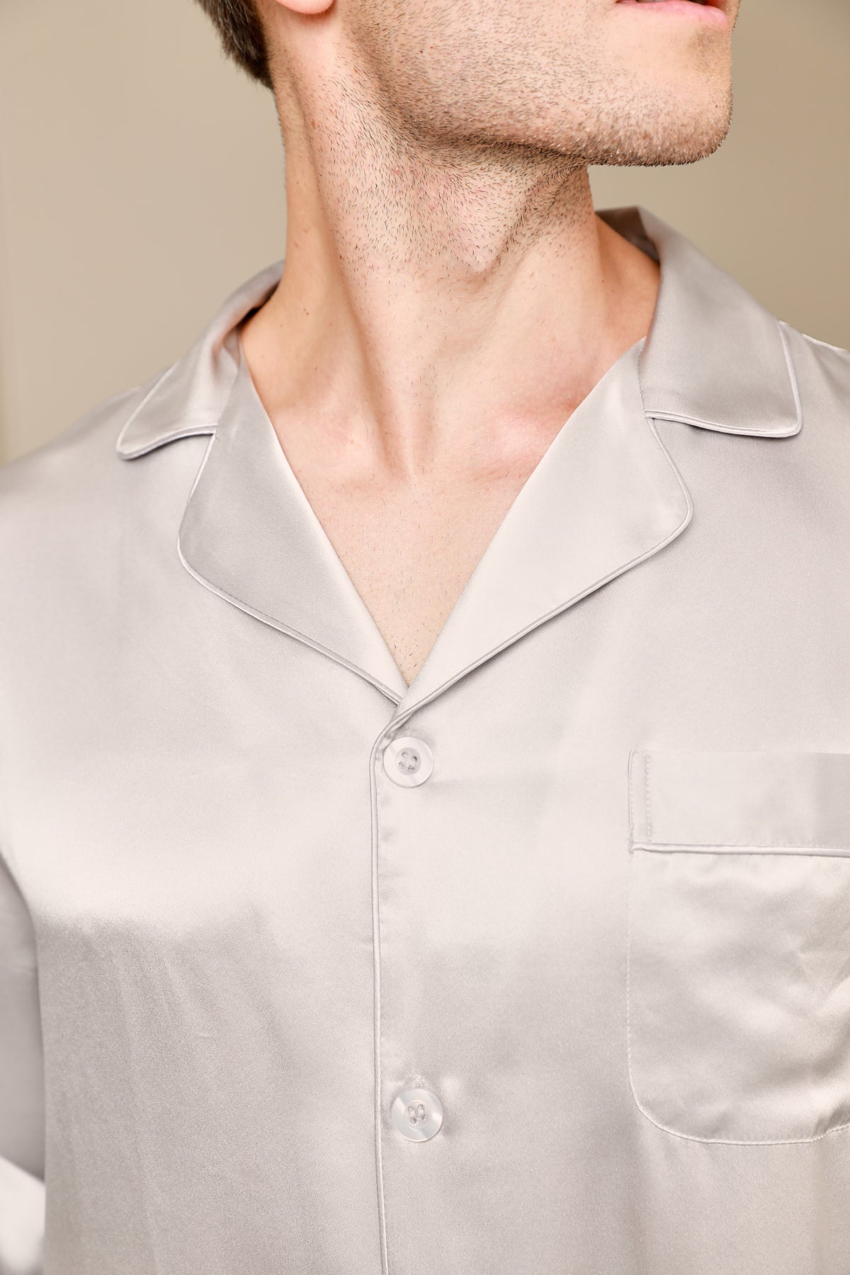 [Gray] SilkSilky  19Momme Pure Silk Mens Pajamas 006