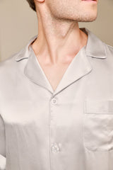 [Gray] SilkSilky  Long Sleeve Notch Collar Men's Pajamas 006
