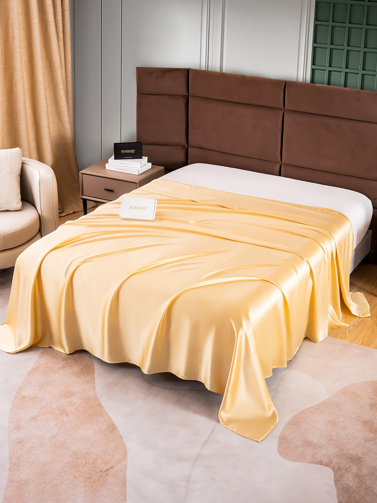 [Champagne] SilkSilky  25Momme Pure Silk Sheet 001