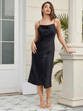 SilkSilky US Silk Sleeveless Cowl Neck Dress Black 003