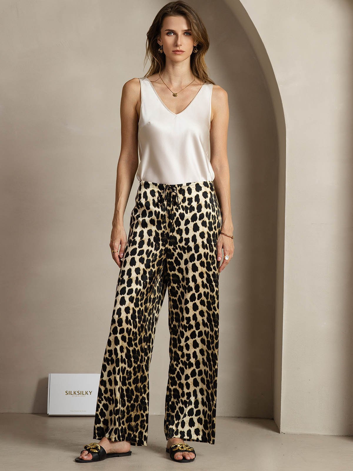 [Leopard] SilkSilky  19Momme Silk Womens Pants 006