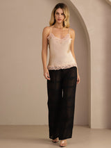 [Champagne] SilkSilky Spaghetti Strap V Neck Camisole Top 007