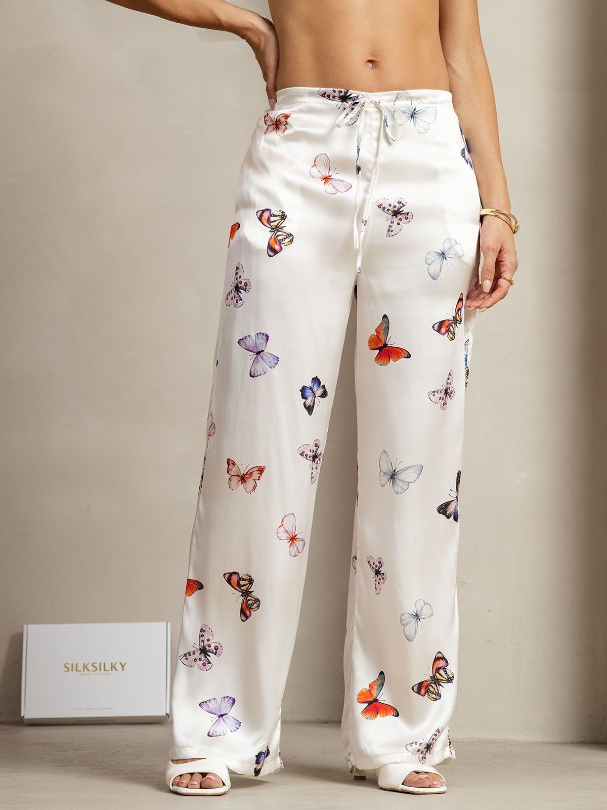 [White Butterfly] SilkSilky  19Momme Silk Womens Pants 003