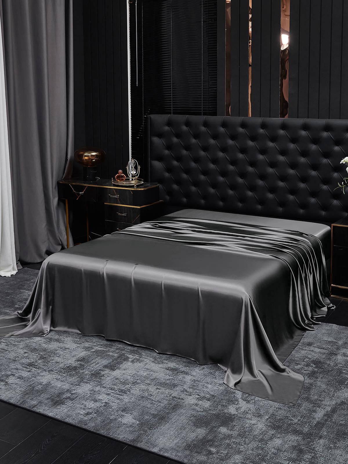 [Dark Gray] SilkSilky  19Momme Pure Silk Sheet 001