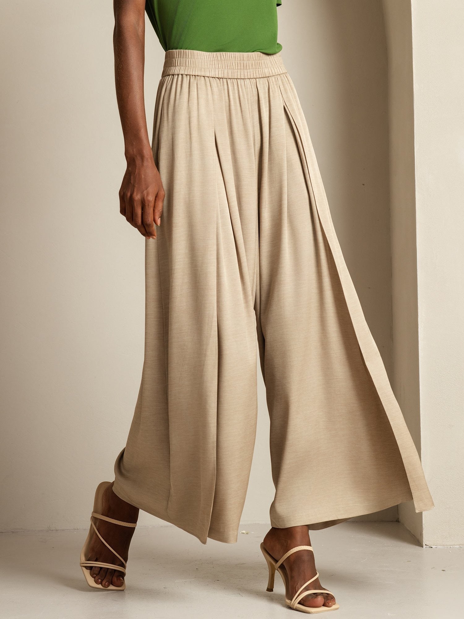 [Tan] SilkSilky  19Momme Silk Womens Pants 001,