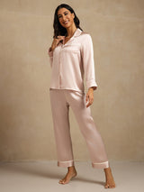 [Pink] SilkSilky  Long Sleeve Notch Collar Women's Pajamas 006
