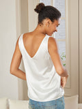 SilkSilky US Pure Silk Sleeveless V Neck Camisole Top White 002