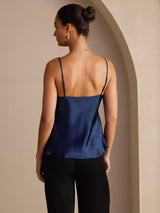 [Dark Blue] SilkSilky Spaghetti Strap V Neck Camisole Top 002
