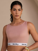 [Pink] SilkSilky  Sleeveless Crew Neck Camisole Top 003