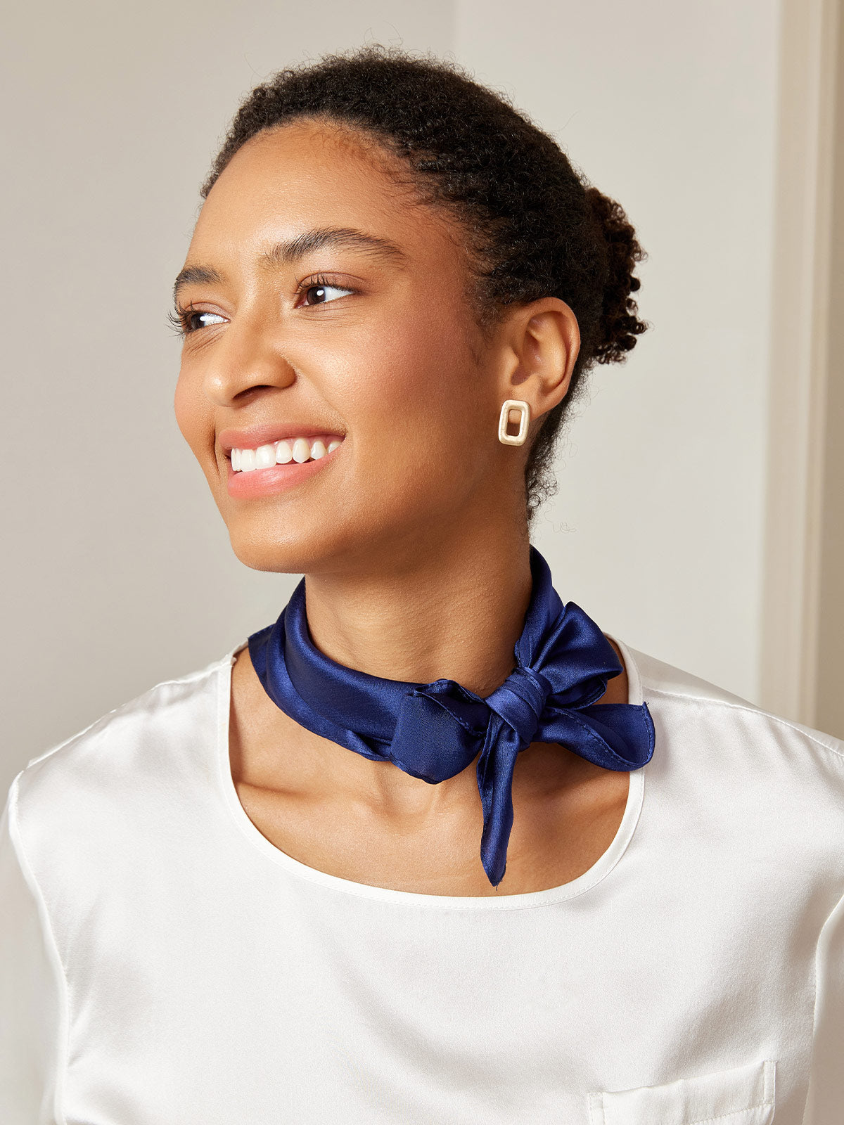 [Dark Blue] SilkSilky  Pure Silk Scarf 001