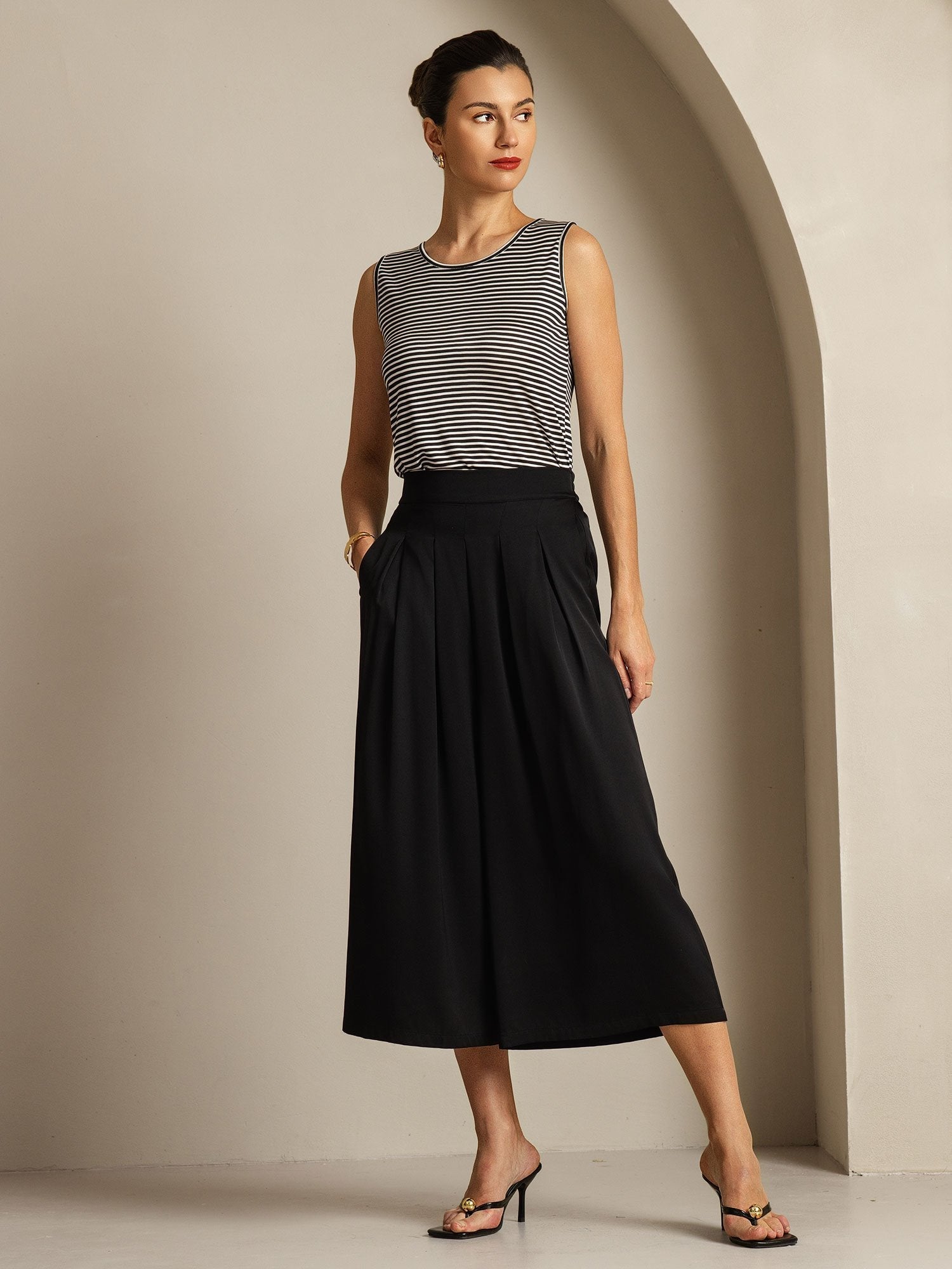 [Black] SilkSilky 19Momme Silk Womens Pants 003