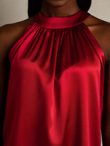 [Wine] SilkSilky  Sleeveless Halter Women's T-Shirt 008