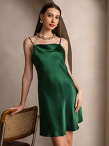 [Green] SilkSilky  Spaghetti Strap Cowl Neck Dress 004