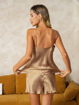 [Floral] SilkSilky  19Momme Spaghetti Strap V Neck Camisole Set 002