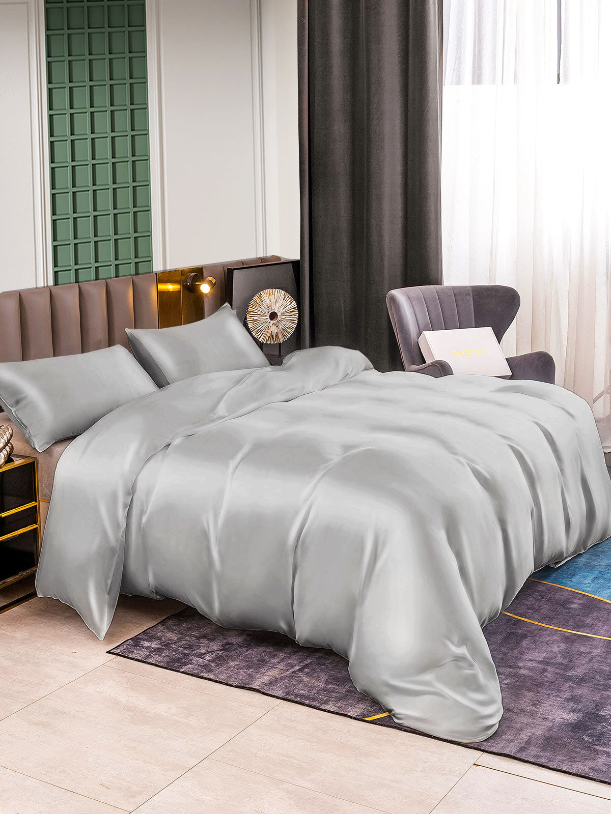 [Silver] SilkSilky  25Momme Pure Silk Bedding Set 004