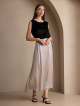 [Black] SilkSilky  Sleeveless Round Neck Camisole Top 007