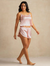 [Pink] SilkSilky  Spaghetti Strap Scoop Neck Camisole Set 006