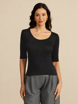 [Black] SilkSilky  Half Sleeve Women's T-Shirt 003