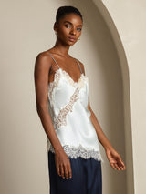 [Light Blue] SilkSilky  Spaghetti Strap V Neck Camisole Top 003