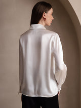 [White] SilkSilky  Long Sleeve Lapel Collar Women's Shirt 002