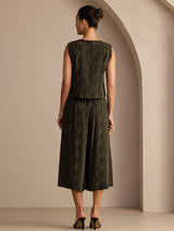 [Pine Vintage] SilkSilky Sleeveless Crew Neck Women's Outfit Sets 002