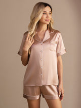 [Tuscany] SilkSilky  Short Sleeve Lapel Collar Women's Pajamas 001