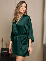 [Dark Green] SilkSilky  3/4 Sleeve Women's Robe 003