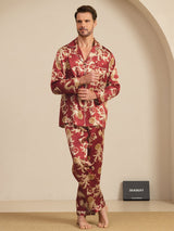 [Wine Dragon] SilkSilky  Long Sleeve Notch Collar Men's Pajamas 003