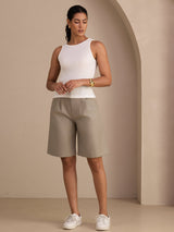 [White] SilkSilky Sleeveless Round Neck Camisole Top 007