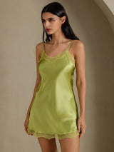 [Mint Green] SilkSilky  Spaghetti Strap Sweetheart Neck Nightgown 003