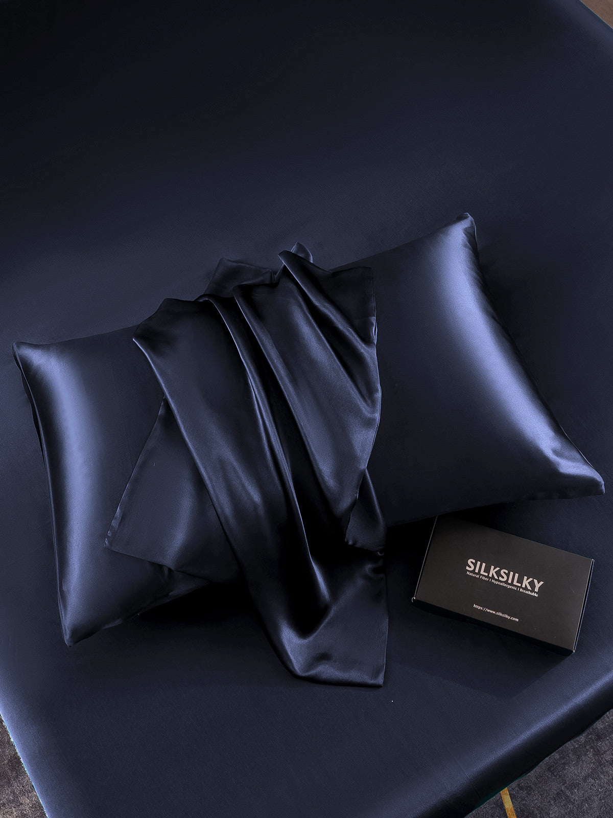 SilkSilky  19Momme Pure Silk Pillowcase DarkBlue 007