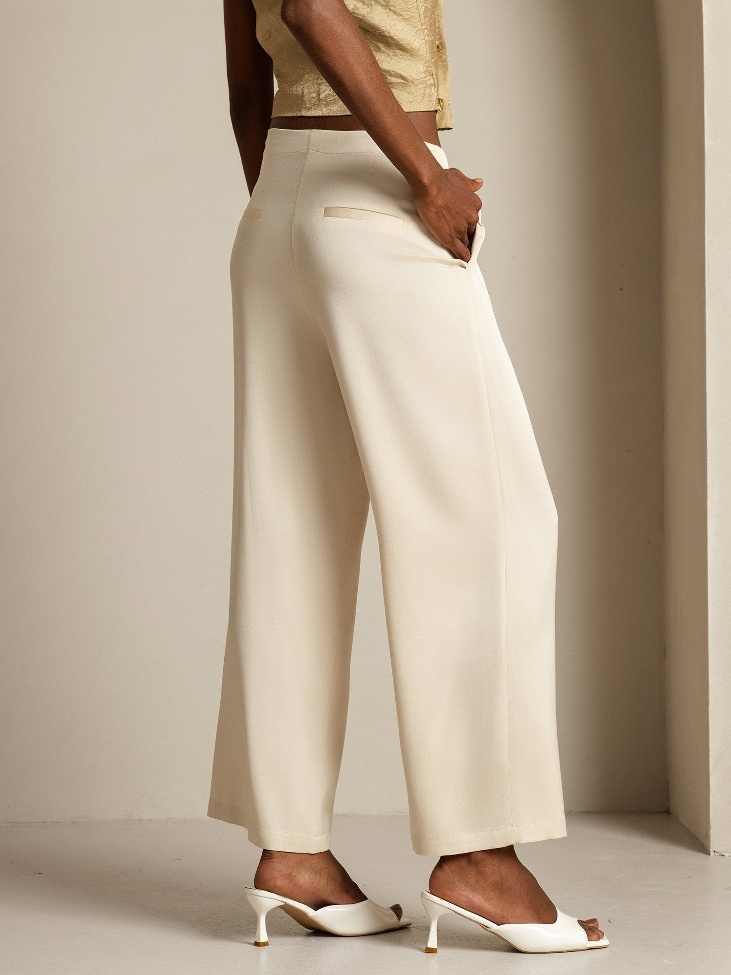 [Beige] SilkSilky 19Momme Silk Womens Pants 006