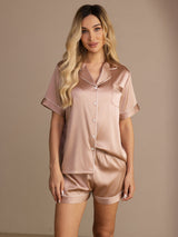 [Tuscany] SilkSilky  Short Sleeve Lapel Collar Women's Pajamas 005