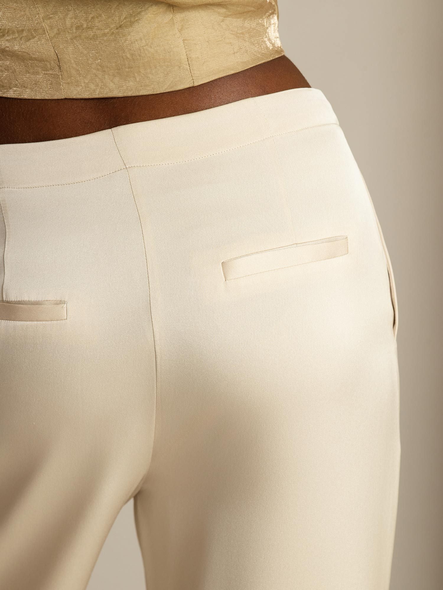 [Beige] SilkSilky 19Momme Silk Womens Pants 005
