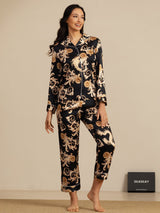 [Black Dragon] SilkSilky  Long Sleeve Notch Collar Women's Pajamas 001