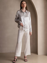 [Light Gray] SilkSilky  Long Sleeve Lapel Collar Women's Shirt 006