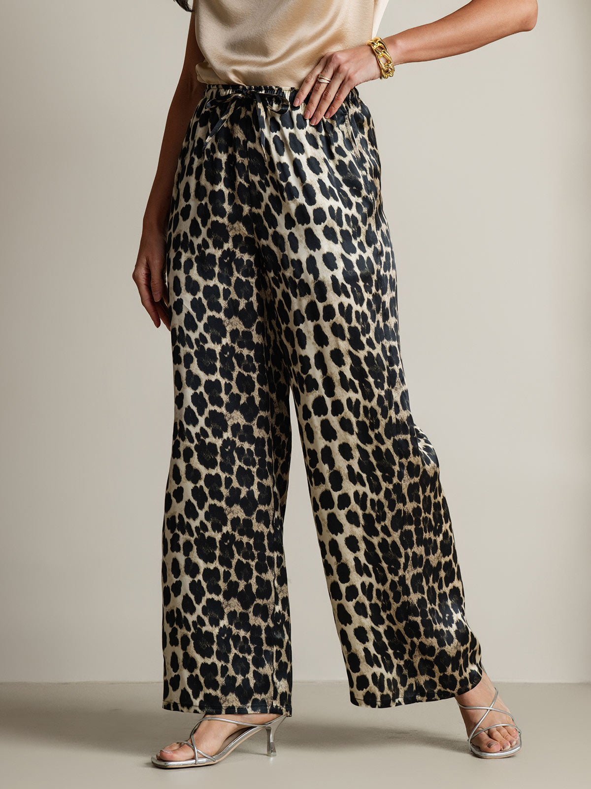 SilkSilky  Pure Silk Womens Pants Leopard 007