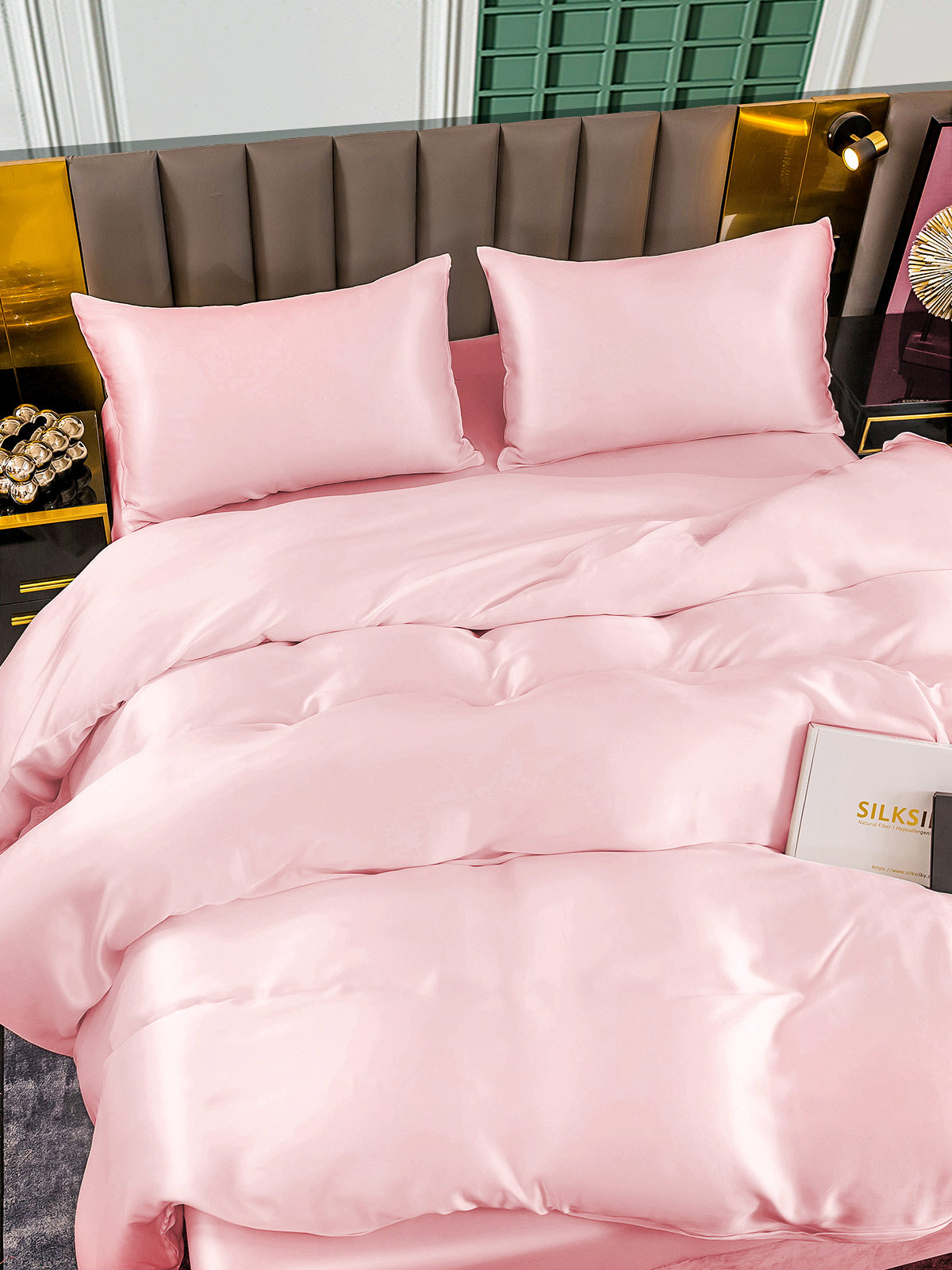 SilkSilky US 25Momme Pure Silk Bedding Set Pink 005