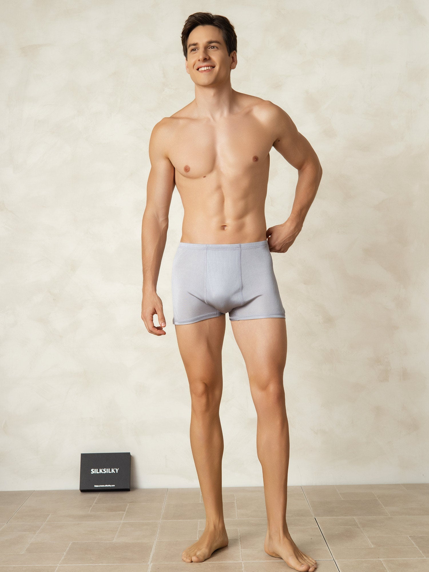 [Gray] SilkSilky  Silk Knitted Mens Underwear 004