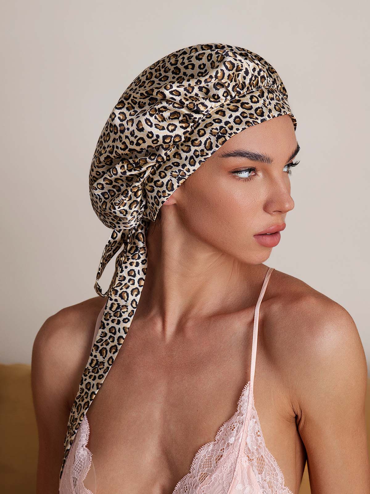 [Leopard] SilkSilky  Pure Silk Sleep Cap 004