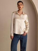 [Brown Rice] SilkSilky  Long Sleeve Lapel Collar Women's Shirts 003