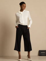[White] SilkSilky 19Momme Silk Long Sleeve Collar Blouse 007