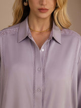 [Purple] SilkSilky Long Sleeve Lapel Collar Blouse 006