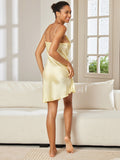 SilkSilky US Pure Silk Sleeveless Boat Neck Nightgown LightYellow 002