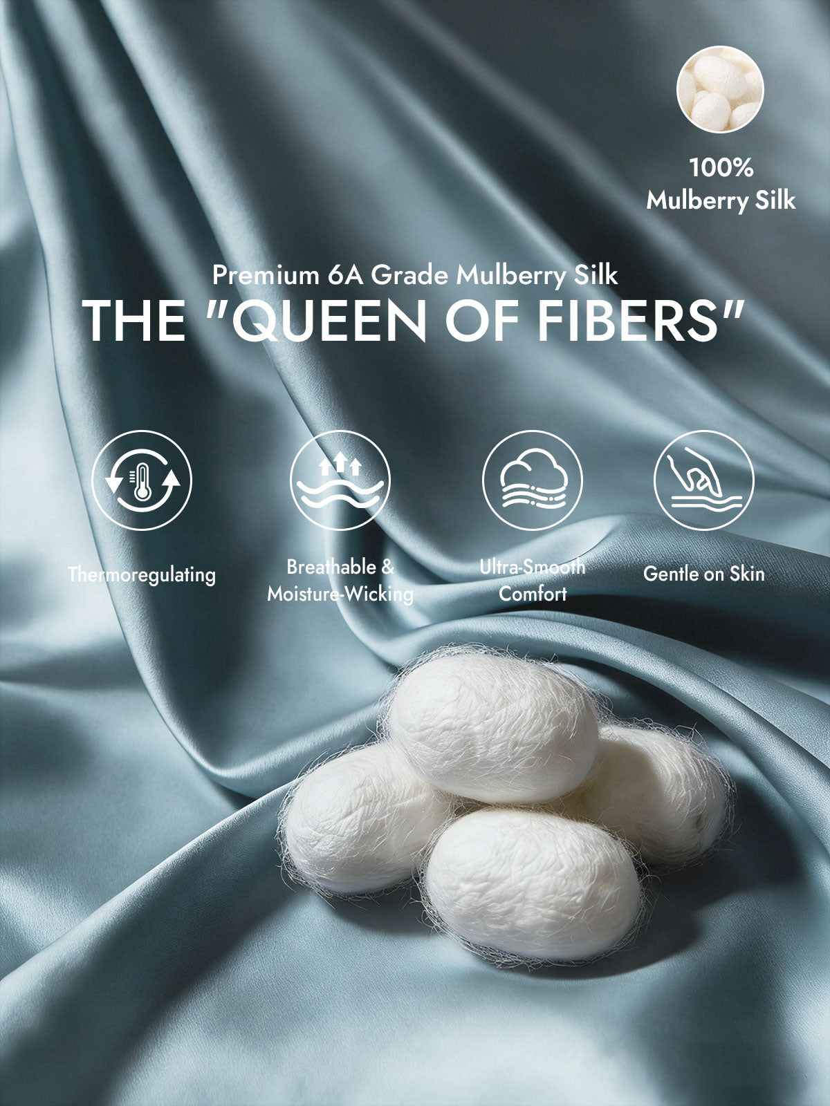 [Grayish Blue] SilkSilky  19Momme Silk Bedding Set 002